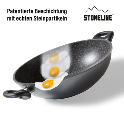 Stoneline Wok Pfanne Induktion 32 cm - Grau mit Deckel