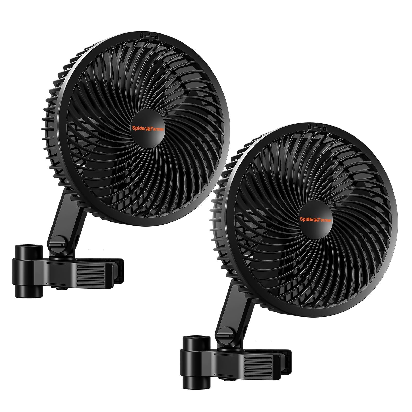 Spider Farmer Clip-Ventilator, oszillierend, EC-Motor, IP54, 2er Pack, kompakt, für Luftzirkulation in Growbox und Zelt