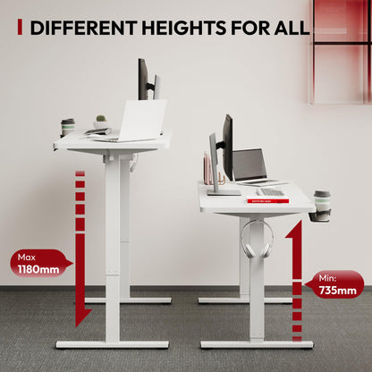 SANODESK Standing Desk höhenverstellbar 110x54 cm - Weiss