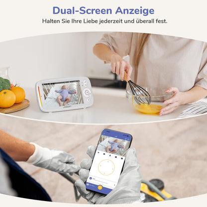 jeeber VB805Pro Babyphone mit Kamera 2K, 5 Zoll WLAN Nachtsicht