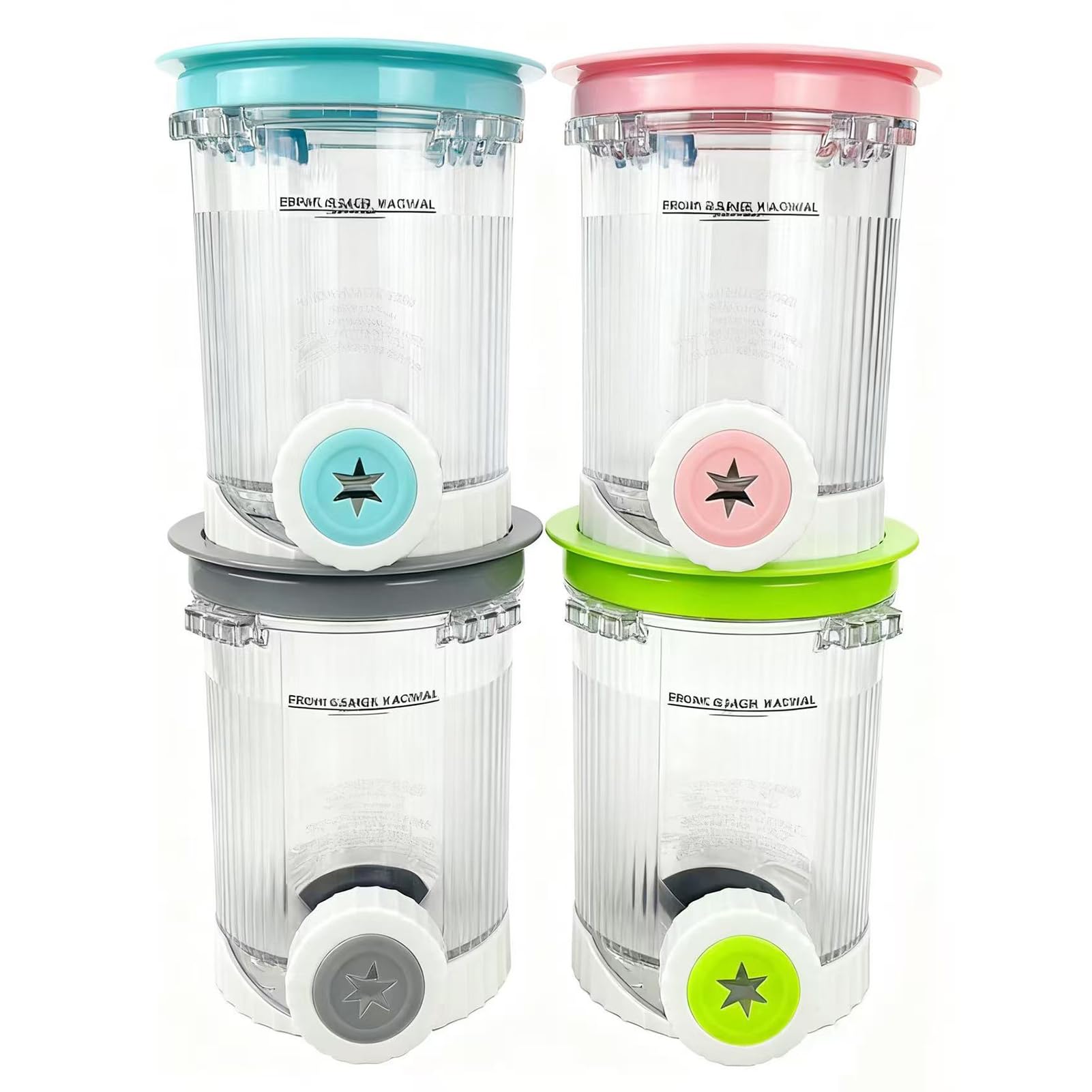 Macayda Eisbehälter für Ninja CREAMi Deluxe NC700/NC701EU, 4 Stück, transparente Behälter mit farbigen Silikondeckeln