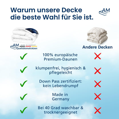 DormiGood Daunendecke Ganzjahres Federbettdecke 135x200 cm