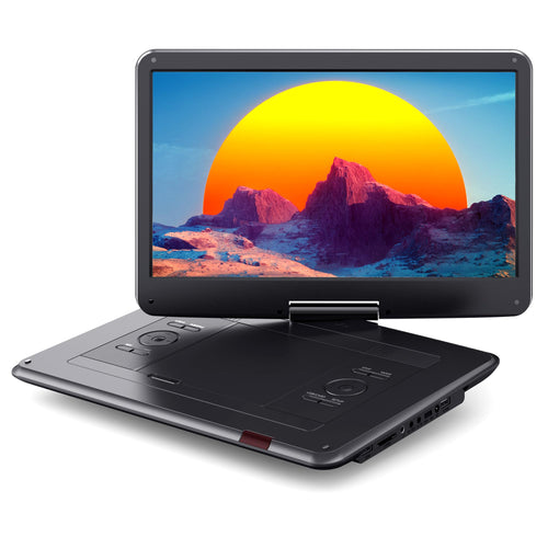 WOLFANG Tragbarer DVD-Player WDV02, 15,6 Zoll HD Display, Schwarz mit drehbarem Bildschirm
