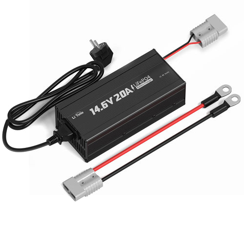 LiTime LiFePO4 Batterieladegerät 14,6V 20A mit Anderson Stecker, Aluminiumgehäuse mit Lüfter