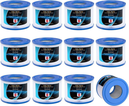 POOLPURE Filterkartusche Typ VI, ersetzt Coleman SaluSpa 90352E, 12er – zylindrische Filterpatrone aus trilobalem Gewebe