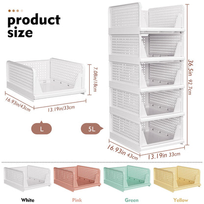 SNSLXH Schrank Organizer 8er Set, stapelbar & faltbar, weiss