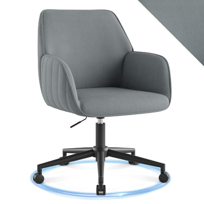 BERYTH Bürostuhl Samt grau, ergonomischer Drehstuhl mit Armlehnen