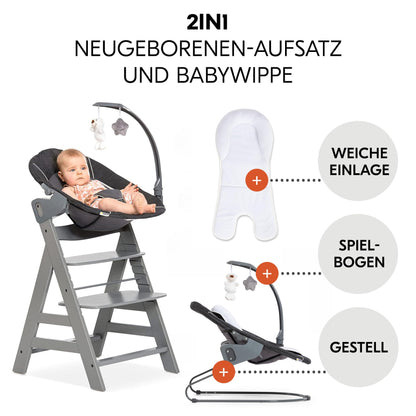 hauck Alpha+ Newborn Set Deluxe Baby Hochstuhl - Grau