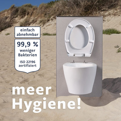 Blauer Hahn WC Sitz Isar oval weiss Duroplast Absenkautomatik