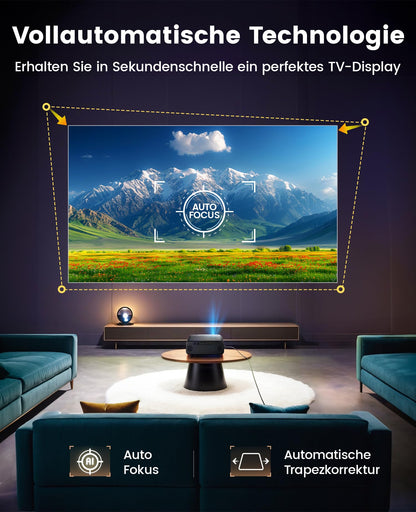 Premium Heimkino Beamer 4K Full HD Autofokus WiFi6 - Schwarz