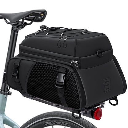 RAINSMORE 3-in-1 Gepäckträgertasche 15L, wasserdicht, schwarz – Tasche aus 600D Oxford-Gewebe mit Tragegriffen