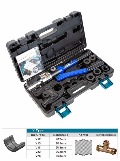 AMZCNC Profi Presszange HPZ hydraulisch - V-Kontur Set 12-28 mm