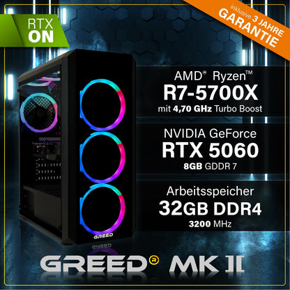 Greed MK2 High End Gaming PC - Ryzen 7 5700X & RTX 5060