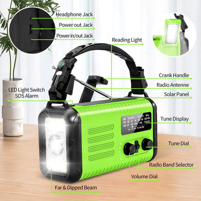Puyinii P-Condor 1 Notfall-Solar-Kurbelradio mit Wetterradio