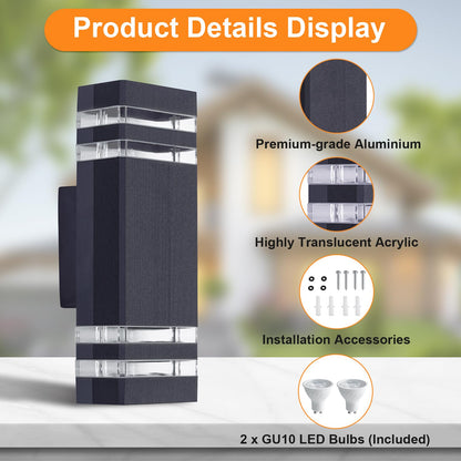 CELAVY LED Wandleuchte Up Down Aussen – 2er Set Anthrazit Grau