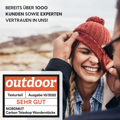 NORDMUT® Teleskop Carbon Trekkingstöcke – Kork Griff & Puffer Set