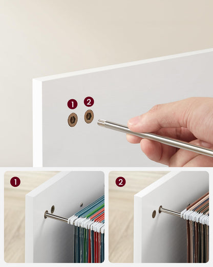 VASAGLE Rollcontainer OFC041W46 – Aktenschrank Weiss Holzmaserung