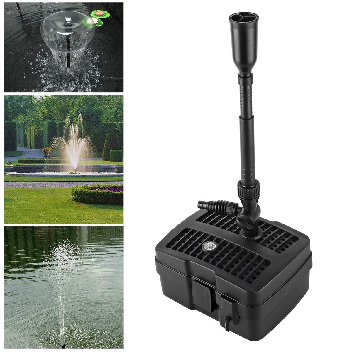 Forever Speed 4-in-1 Teichpumpe mit Filter und 5W UV-Klärer, 1000 l/h