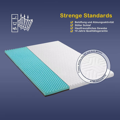 DUANDUAN Gelschaum Matratzentopper 180x200 cm H3/H2 - 7.5 cm Höhe