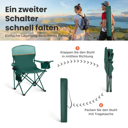 HIGH POINT SPORTS Campingstuhl faltbar, 2er-Set, bis 102 kg, Grün
