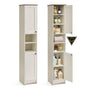 SONGMICS HOME Badezimmerschrank BBC667WJ01 schmal 30 x 30 x 170 cm in Vintageweiss mit Türen und offenen Fächern