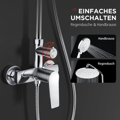 Rainsworth Duschsystem mit Regendusche – Chrom, 25 cm