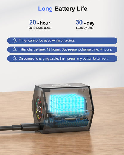 Ticktime Pomodoro Timer Cube, digitaler Countdown-Timer, Grau