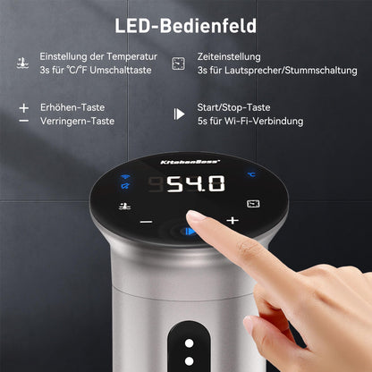 KitchenBoss Sous Vide Präzisionskocher - 1100W WLAN App-Steuerung