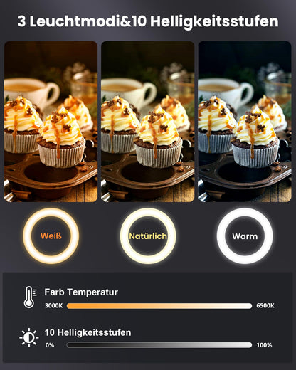 Evershop Ringlicht mit Stativ 10 Zoll, LED Ringleuchte für Handy