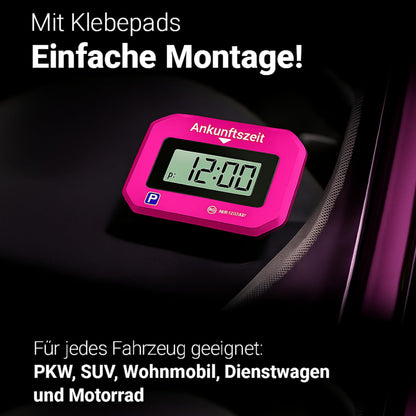 VENTON Elektronische Digitale Parkscheibe - Rosa mit Zusatzbatterie
