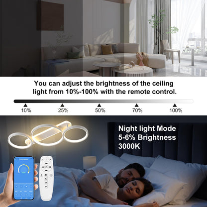 LED Deckenleuchte Ring 3-flammig dimmbar – APP, Weiss 78cm