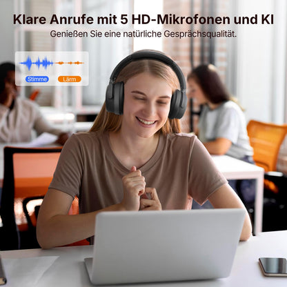 EarFun Tune Pro Over-Ear-Kopfhörer kabellos mit ANC, 120 Std. Akku