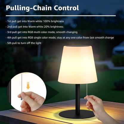uuffoo Solar Tischlampe Outdoor 2 Stück IP44 RGB Kabellos Schwarz