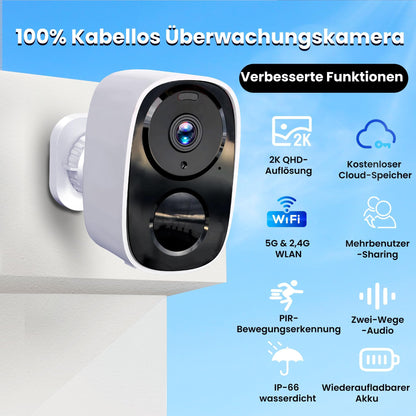 Funstorm CB54 2K Überwachungskamera aussen mit Akku, WLAN, 2er-Set