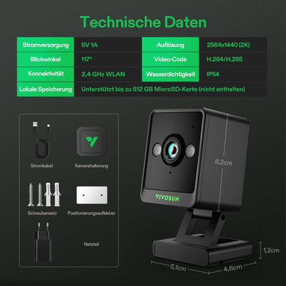 VIVOSUN GrowCam C4 2K QHD WLAN Kamera für Growzelt & Indoor