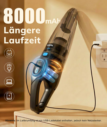 Topipop Akku-Handstaubsauger GV09 kabellos mit HEPA-Filter Schwarz