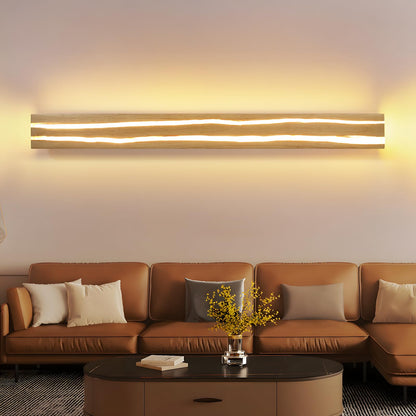 ZMH LED Wandleuchte Holz 100CM – Warmweiss innen