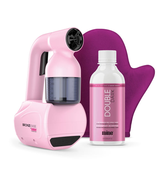 MineTan Bronze Babe Spray Tan Set - 237ml Doppelt Dunkel. UV-freier Selbstbräuner mit Sprühsystem für doppelt dunkle Bräune.