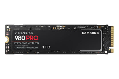 Samsung 980 PRO NVMe M.2 SSD PCIe 4.0 - 1 TB für Gaming. Schwarze, rechteckige M.2 2280 Leiterplatte. Schneller Datenspeicher für Gaming-PCs.