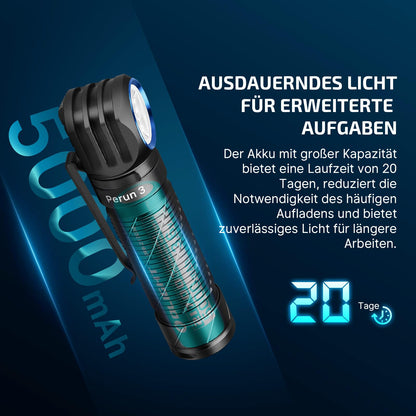 OLIGHT Perun 3 LED Stirnlampe, 3000 Lumen, wiederaufladbar, schwarz