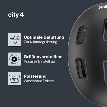 uvex City 4 Fahrradhelm für Damen und Herren black matt 55-58 cm