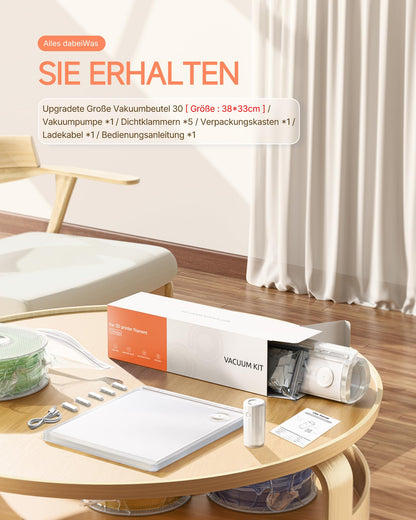 YOOPAI Vakuumbeutel Set für 3D-Drucker Filament mit Pumpe, 30 Beutel