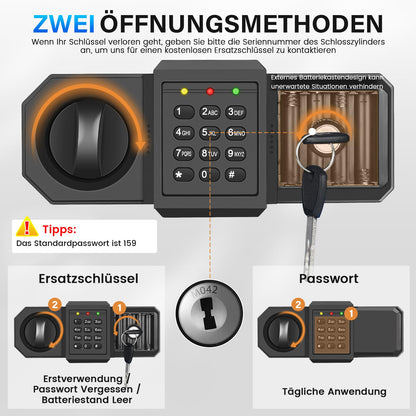 Tiskgg Tresor Safe 25L mit Zahlenschloss, Alarm und abnehmbarem Regal