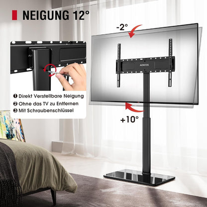 AOKCOS TV Bodenständer Universal für 43-85 Zoll TVs – Schwarz