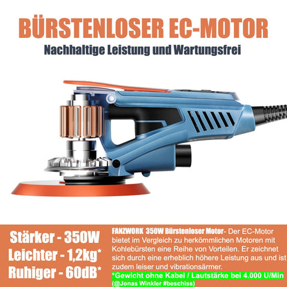 FANZWORK EZ150A Bürstenloser Exzenterschleifer 150mm mit Koffer
