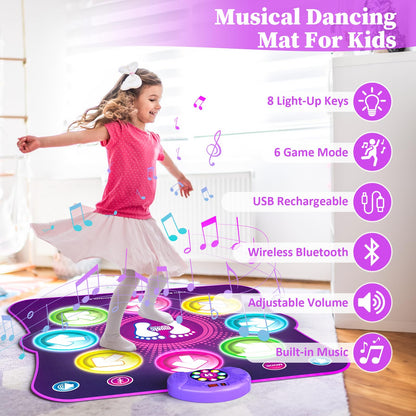 LEAPRCSTORE Tanzmatte für Kinder mit 8 LED-Leuchten und 6 Modi