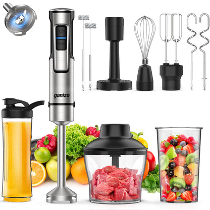 Ganiza 10-in-1 Stabmixer 1200W mit Doppel-Milchaufschäumer