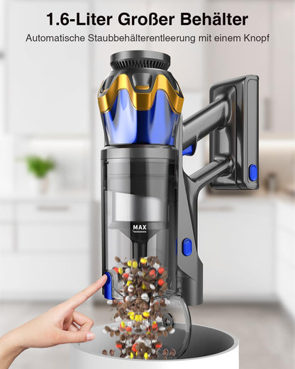 Akku Staubsauger 550W mit Display, Anti-Tangle-Bürste, 1,6 L, 65 Min