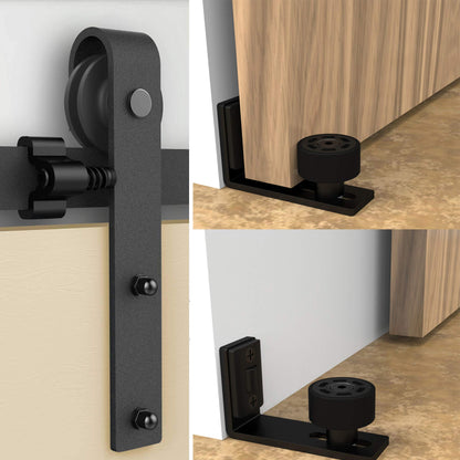 TSMST Schiebetürsystem Schienen-Set 243cm J-Form Holztür Schwarz