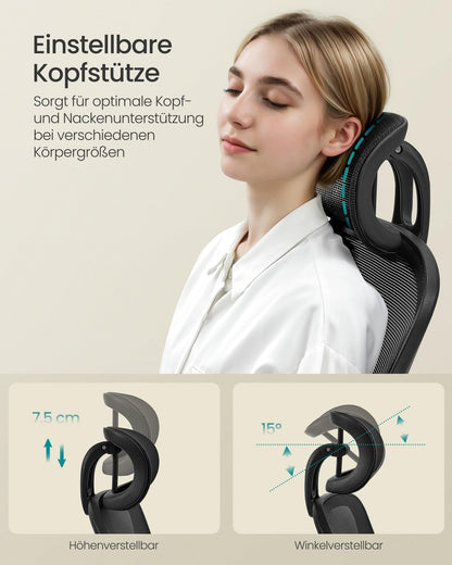 SONGMICS OBN047B01 Bürostuhl - Ergonomisch, Tintenschwarz